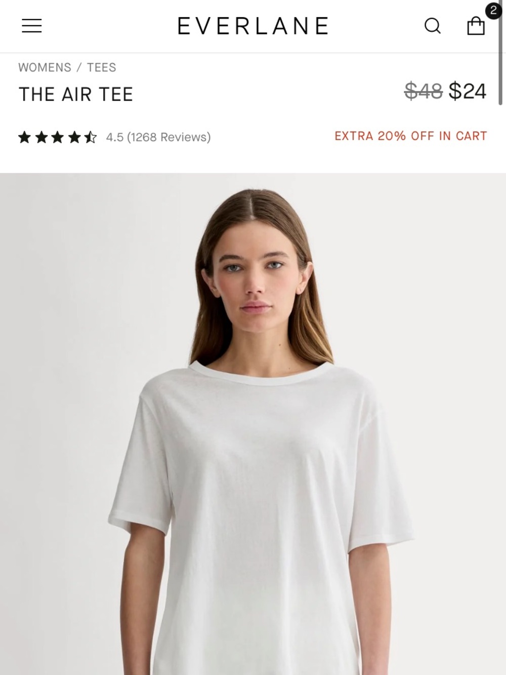 Everlane Beige Short-Sleeve Crewneck Tee